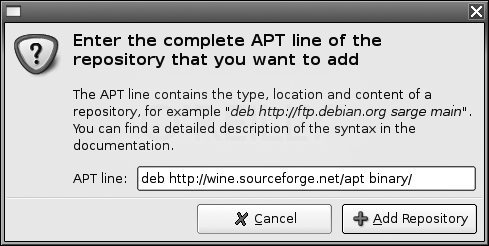 Ubuntu Hacks. Добавление репозитария Wine
