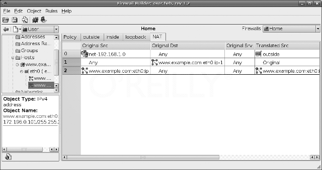 Firewall Builder. Правила NAT