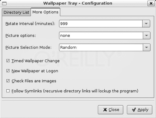 Конфигурационный экран wp_tray
