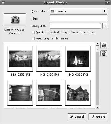 Импорт фотографий с помощью libgphoto
