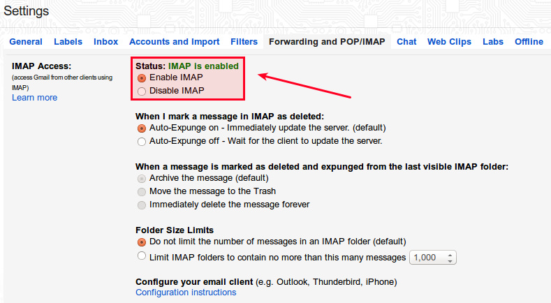 настройка Gmail