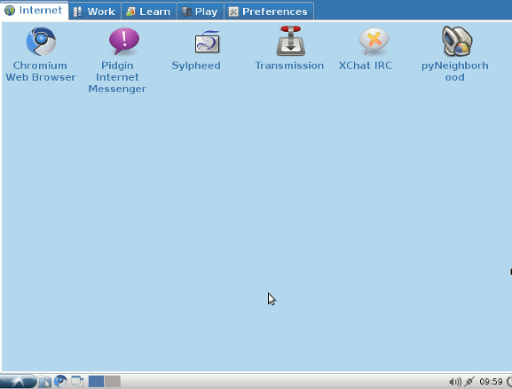 Lubuntu. Рабочий стол на нетбуке