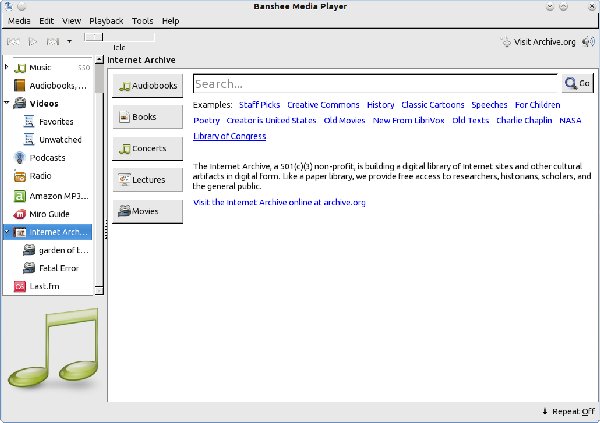 Плагин Internet Archive в Banshee