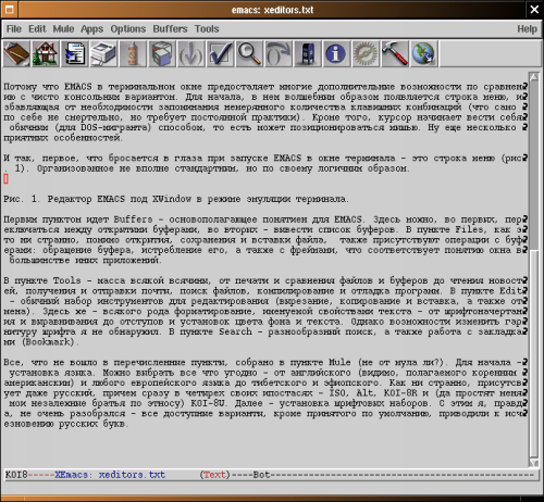 Рис. 2. XEmacs - собственно графическая модификация