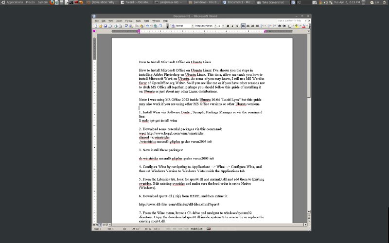 Microsoft Office на Ubuntu Linux.