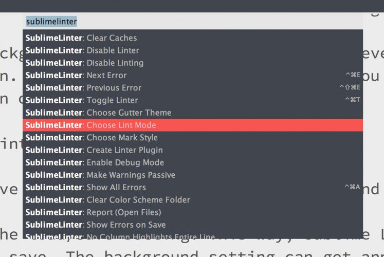 SublimeLinter Lint Mode SublimeLinter Lint Mode