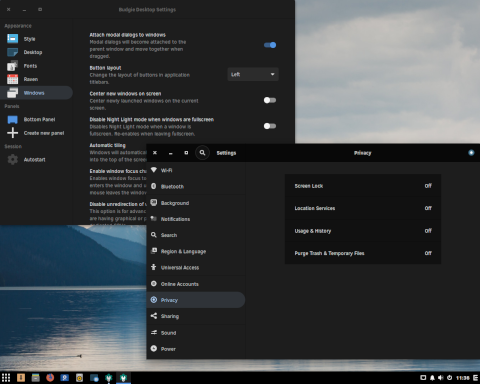 Панели настроек GNOME и Budgie