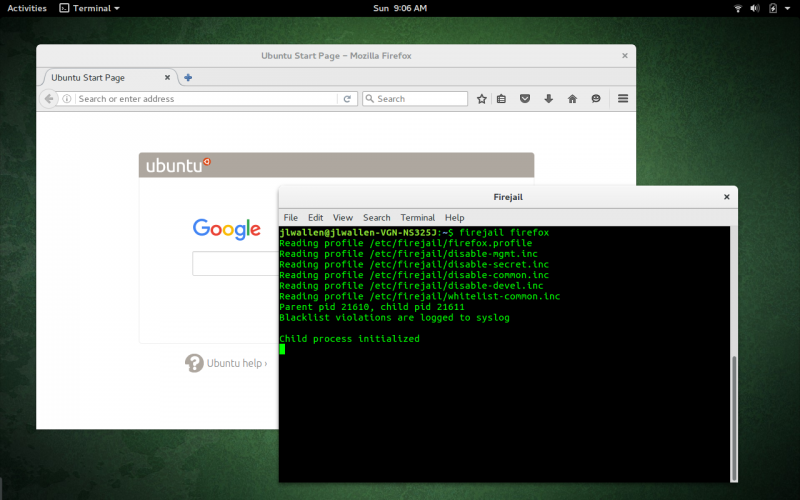 Веб-браузер Firefox, исполняющийся в рамках изолированного окружения, созданного силами Firejail